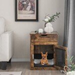 Daugiafunkcinis staliukas su šunų guoliu ir integruota įkrovimo stotele (Rudi (rustikalūs))