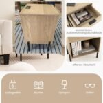 Modernus naktinis staliukas su integruota stotele (Natūrali)