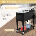 76 litrų talpos aušintuvas su ratukais ir butelių atidarytuvu (Juoda)