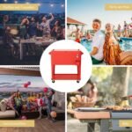 Nešiojama aušinimo dėžė su ratukais ir stalčiumi (Raudona)