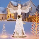 Kalėdinė angelų dekoracija su 100 LED švieselių 150 cm (Balta)