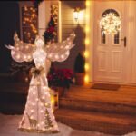 Kalėdinė angelų dekoracija su 100 LED švieselių 150 cm (Balta)