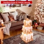 Apšviestos kalėdinės dovanų dėžutės (3 vnt.) (Balta)