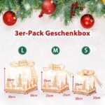 Apšviestos kalėdinės dovanų dėžutės (3 vnt.) (Balta)