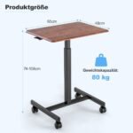 Reguliuojamo aukščio nešiojamojo kompiuterio staliukas ant ratukų (Ruda)