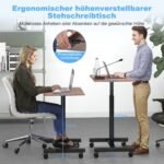 Reguliuojamo aukščio nešiojamojo kompiuterio staliukas ant ratukų (Ruda)