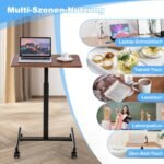 Reguliuojamo aukščio nešiojamojo kompiuterio staliukas ant ratukų (Ruda)