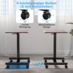 Reguliuojamo aukščio nešiojamojo kompiuterio staliukas ant ratukų (Ruda)