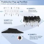 Sulankstomas palapinės paviljonas 300 x 600 cm su nešiojimo krepšiu (Juoda)