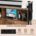 Modernus lovos rėmas su integruota įkrovimo stotele ir keturiais stalčiais (Rudai rusva)