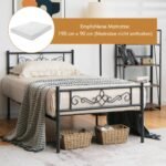 Vientisas metalinis lovos rėmas su galvūgaliu ir kojūgaliu (Juoda)