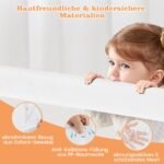 Sulankstomas apsauginis lovos barjeras su tvirtinimo dirželiais (Balta)