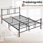 Metalinis lovos rėmas su galvūgaliu ir kojūgaliu 200 x 160 cm (Juoda)
