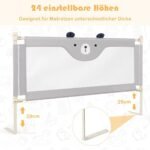Apsauginis vaikiškas lovos barjeras 145 cm (Pilka)