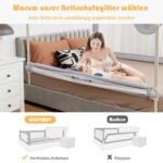 Apsauginis vaikiškas lovos barjeras 145 cm (Pilka)
