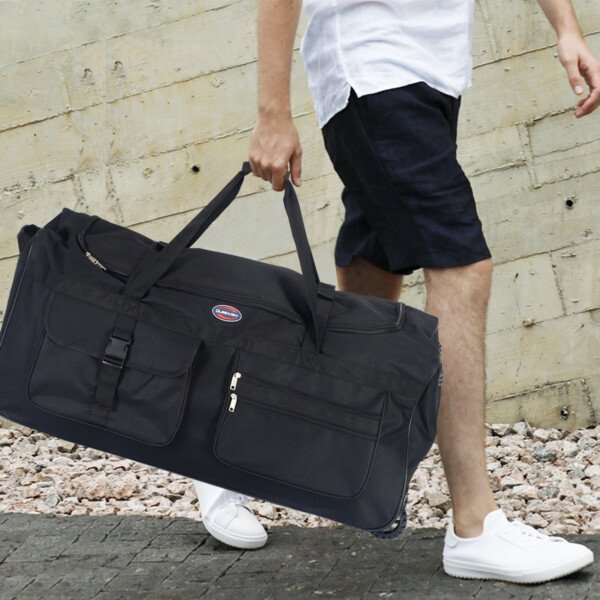 36 colių kelioninis krepšys-trolis su 3 ratukais (Juoda)