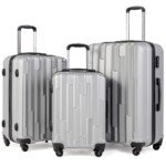 Kieto korpuso kelioninių lagaminų rinkinys su kodine spyna (Sidabrinė)