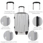 Kieto korpuso kelioninių lagaminų rinkinys su kodine spyna (Sidabrinė)