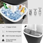 Nešiojama aušinimo dėžė su pakeliama stalviršio plokšte ir integruotu butelių atidarytuvu (Juoda)