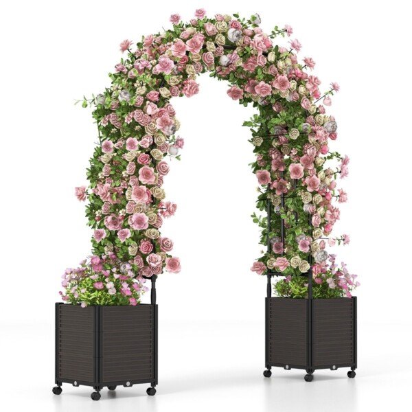 Pergola su augalų dėžėmis ir ratukais (Juoda)