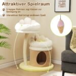 Namelių ir braižymo stulpų rinkinys katėms su dviem gultais (Geltona)