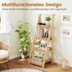 Sulankstomas medinis augalų stovas su keturiomis lentynomis (Natūrali)