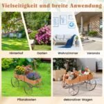 Medinis vežimėlis gėlėms su ratukais (Oranžinė)