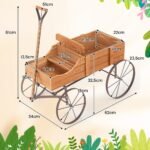 Medinis vežimėlis gėlėms su ratukais (Oranžinė)