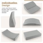 Transformuojama miegamoji sofa su 4 funkcijomis ir nuimamu skalbiamu užvalkalu (Pilka)