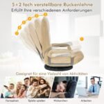 Reguliuojamo aukščio ir 360° pasukimo sulankstomas grindų krėslas (Smėlio)