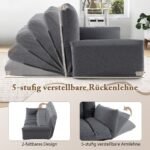 Sulankstoma 5 padėčių atlošo sėdima sofa (Pilka)