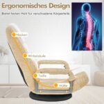 Reguliuojamo aukščio ir 360° pasukimo sulankstomas grindų krėslas (Smėlio)