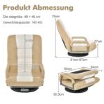 Reguliuojamo aukščio ir 360° pasukimo sulankstomas grindų krėslas (Smėlio)