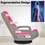 Reguliuojamas pasukamas grindų krėslas su šešiomis padėtimis (Rožinė)