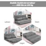 Sulankstomas 3-in-1 miegamasis fotelis su reguliuojamu atlošu (Pilka)