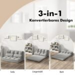 Sulankstomas 3-in-1 grindų suolas su miego funkcija ir reguliuojamu atlošu (Šviesiai pilka)