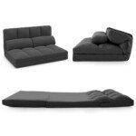 Transformuojama grindų sofa-lova su 6 padėčių atlošu (Tamsiai pilka)