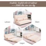 Reguliuojama grindų sofa-lova su dviem pagalvėmis (Smėlio)