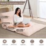 Reguliuojama grindų sofa-lova su dviem pagalvėmis (Smėlio)