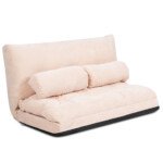 Reguliuojama grindų sofa-lova su dviem pagalvėmis (Smėlio)