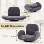 Sulankstomas grindų krėslas su reguliuojamu atlošu ir porankiais (Pilka)