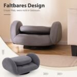 Sulankstomas grindų krėslas su reguliuojamu atlošu ir porankiais (Pilka)