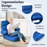 Sulankstomas grindų krėslas su reguliuojamu atlošu (Mėlyna)