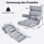 Reguliuojamas sulankstomas grindų krėslas (Pilka)