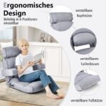 Reguliuojamas sulankstomas grindų krėslas (Pilka)