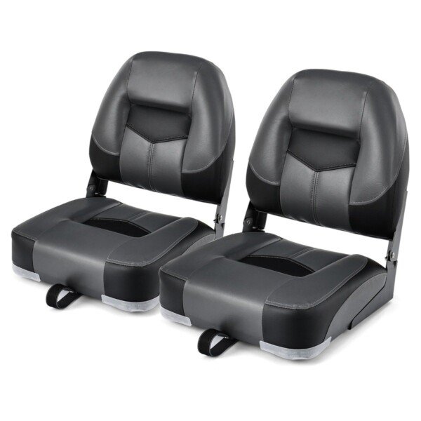 Sulankstomų valčių sėdynių komplektas 2 vnt. su 11 cm paminkštinimu (Juoda)