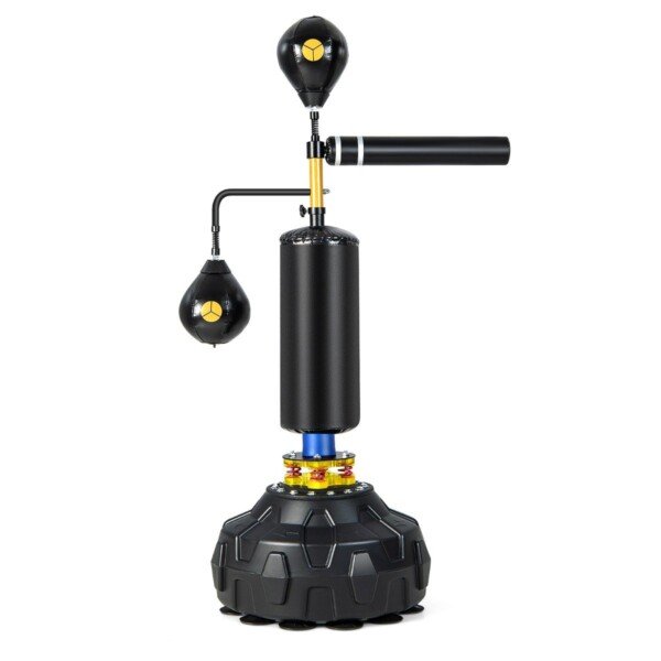 Reguliuojamo aukščio stovimas bokso treniruoklis su dviejų greičių kamuoliukais (Juoda)