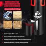 Daugiasluoksnis bokso maišas su pirštinėmis ir tvarsteliu (Raudona ir juoda)