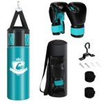 Smūgio maišas su pirštinėmis ir raišteliais vaikams ir suaugusiems (Žalia)