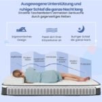 Aukštos kokybės 22 cm storio hibridinis čiužinys su kišeninėmis spyruoklėmis (Balta ir juoda)